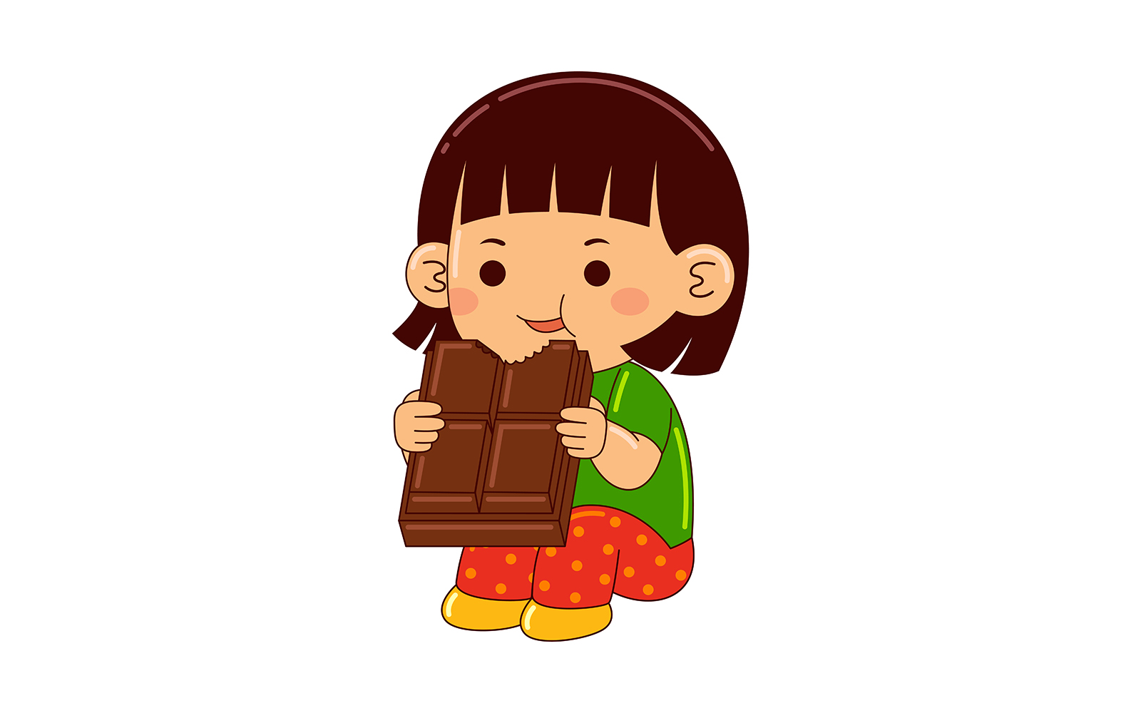 girl kids eating chocolate vector