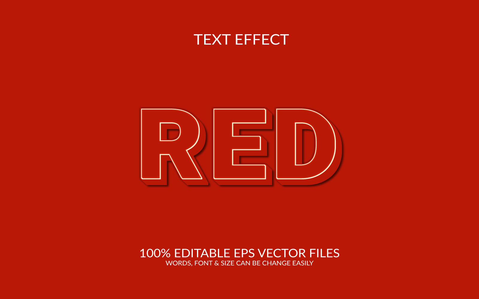 Red fully editable vector 3d text effect template design