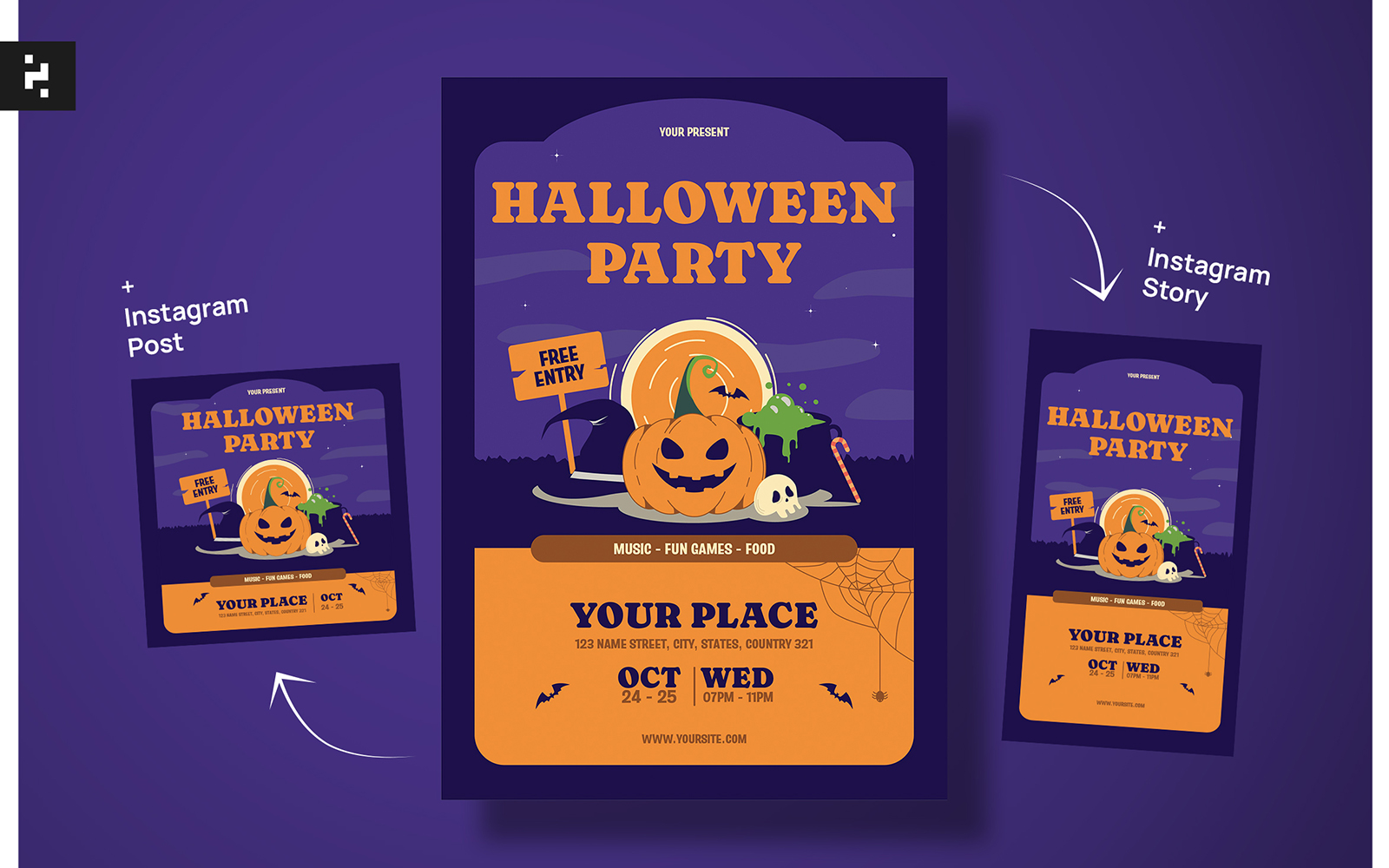 Halloween Party Flyer Pack Template