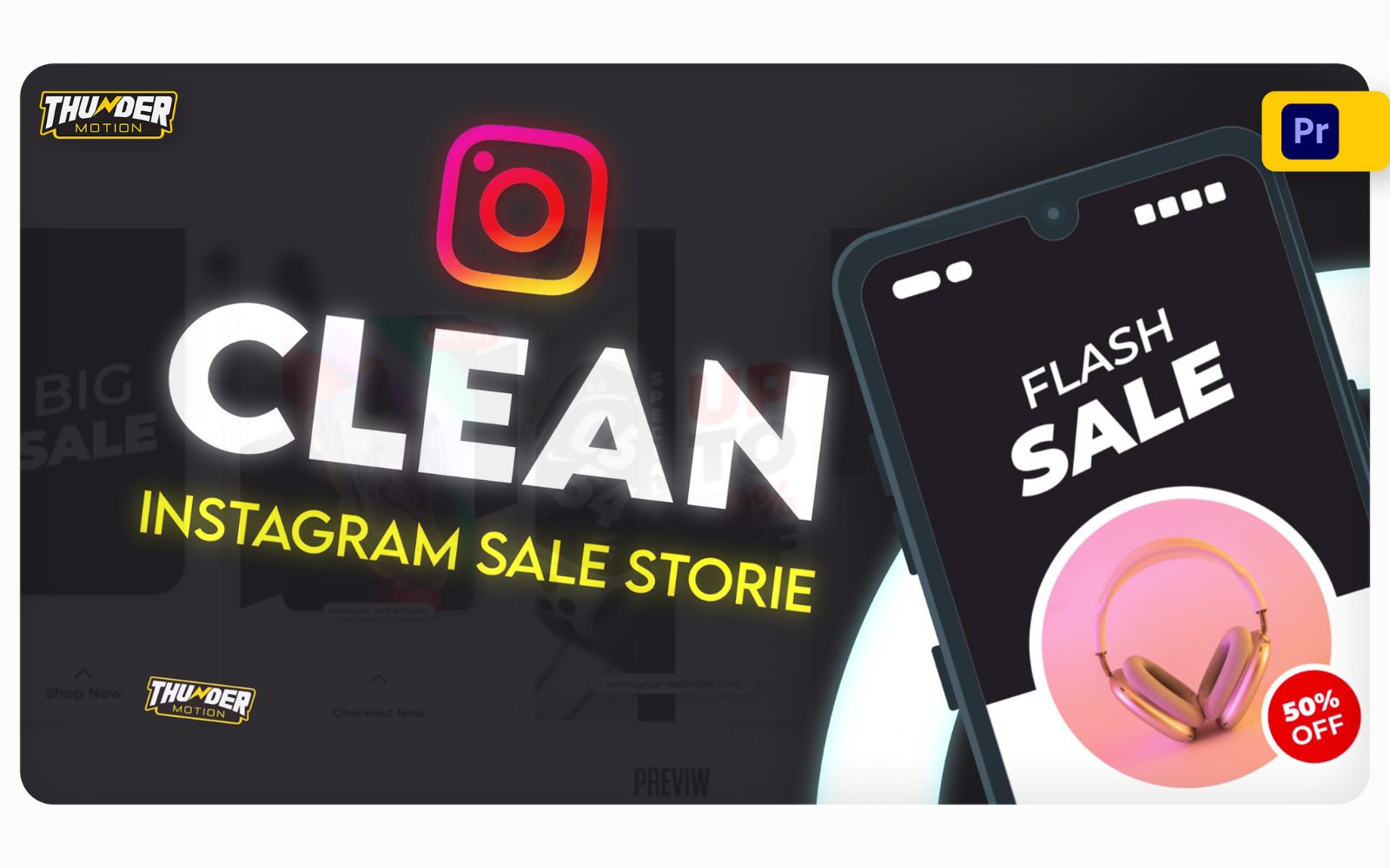 Clean Instagram Sale Stories Pack - Motion Graphics Templates