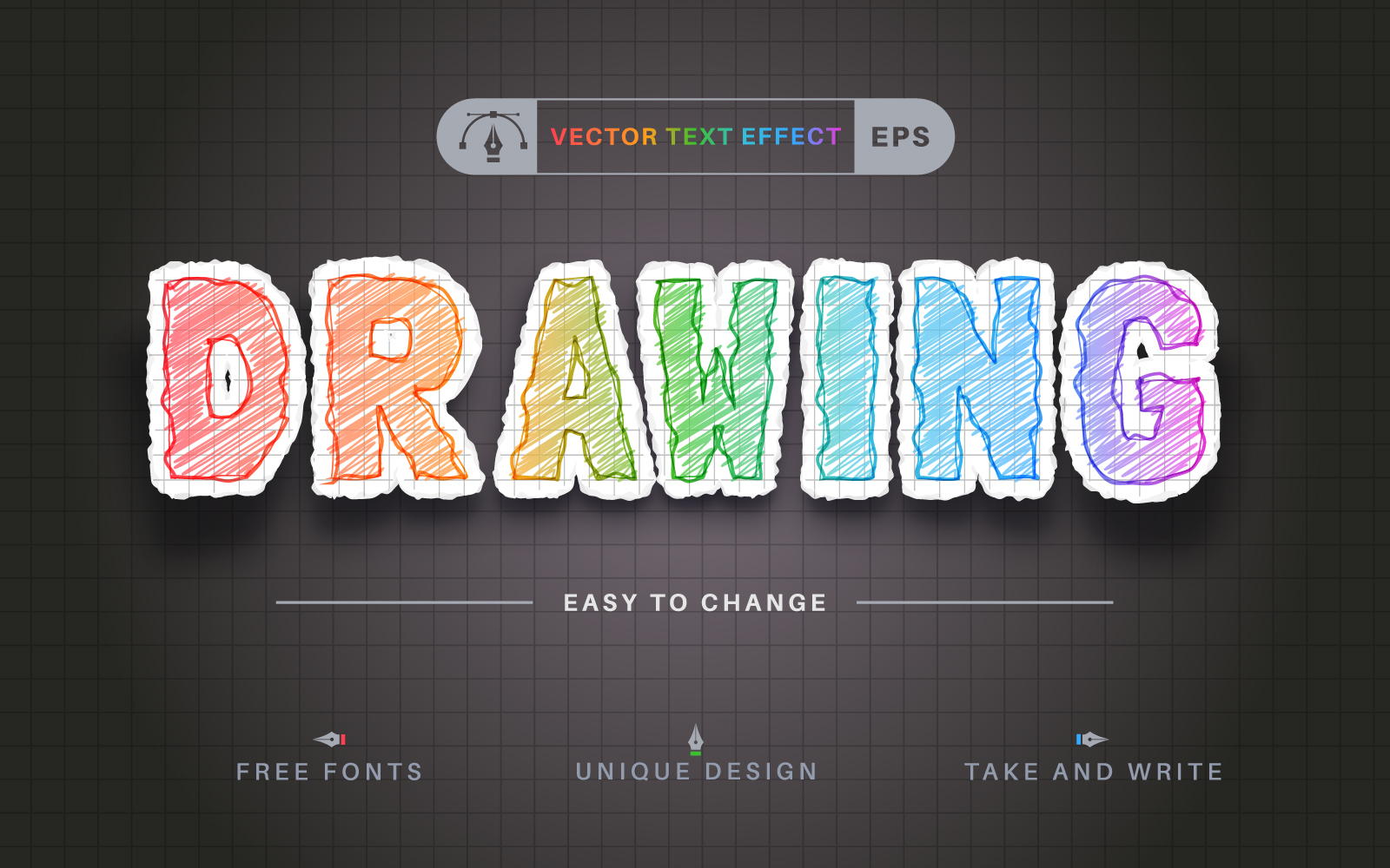 Drawing - Editable Text Effect, Font Style