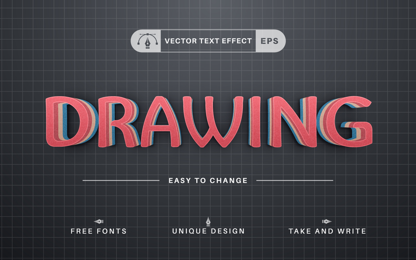 Drawing 2 - Editable Text Effect, Font Style
