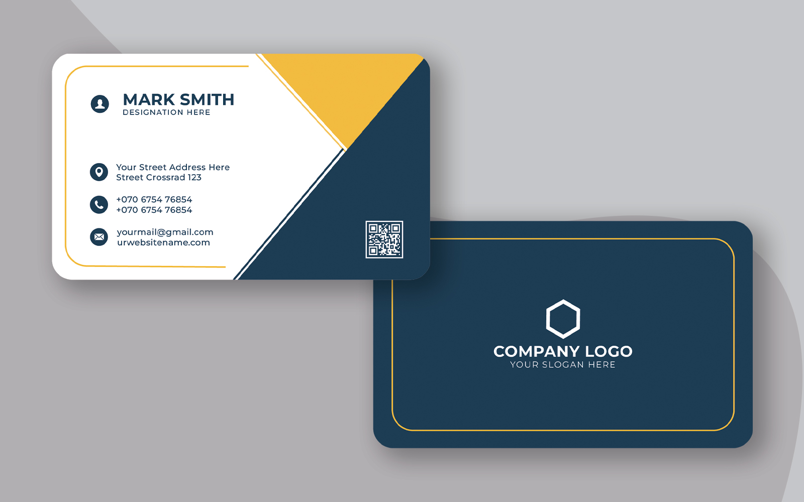 Blue Business Card Flat Design Template Vector