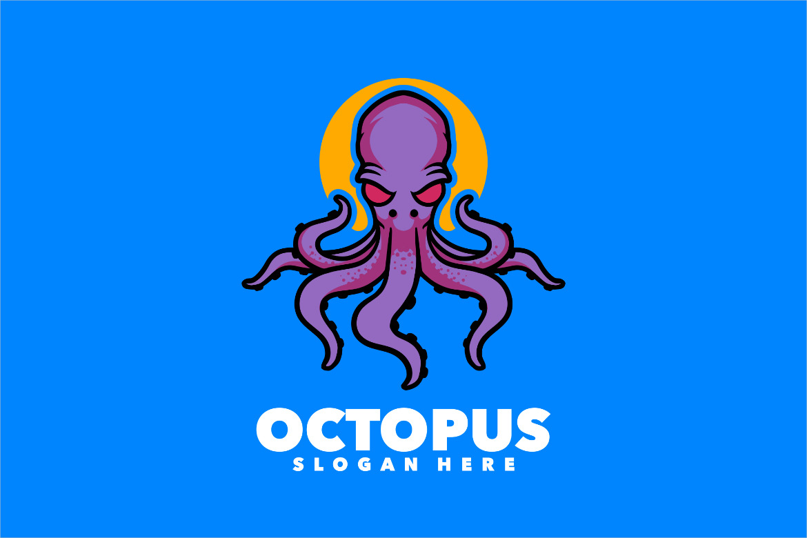Octopus mascot design template logo