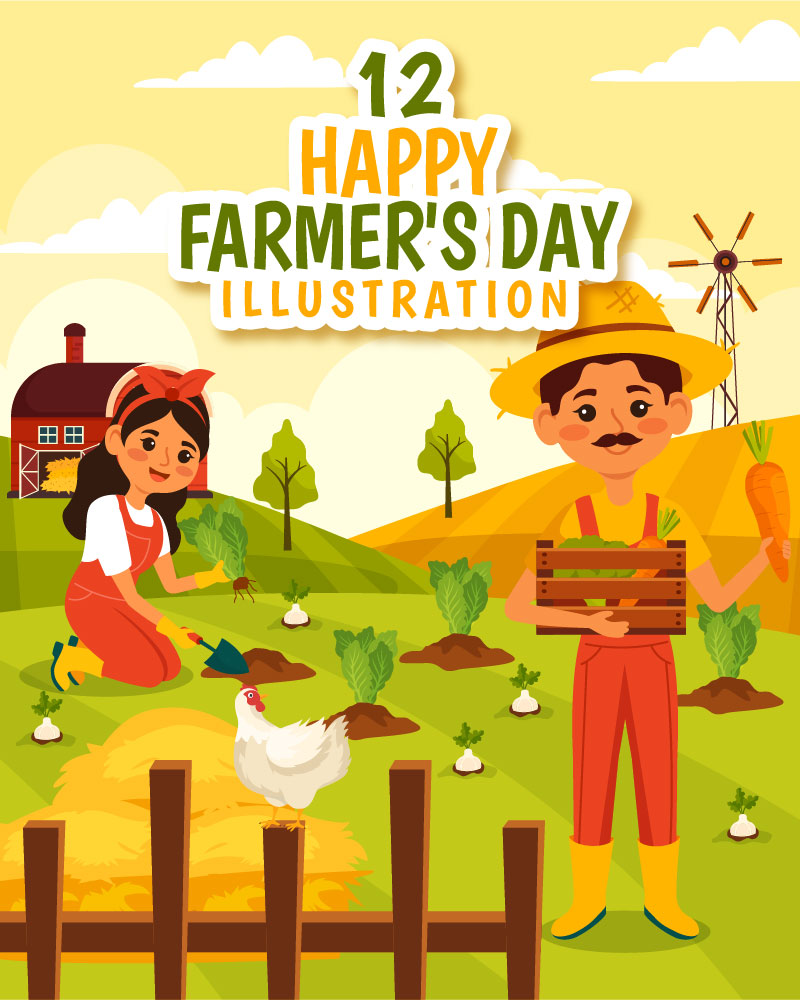 12 Happy Farmer's Day Illustration