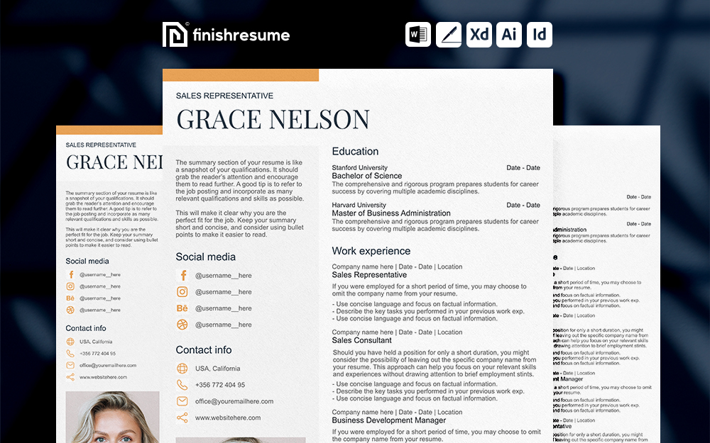 Sales representative Resume Template | Finish Resume