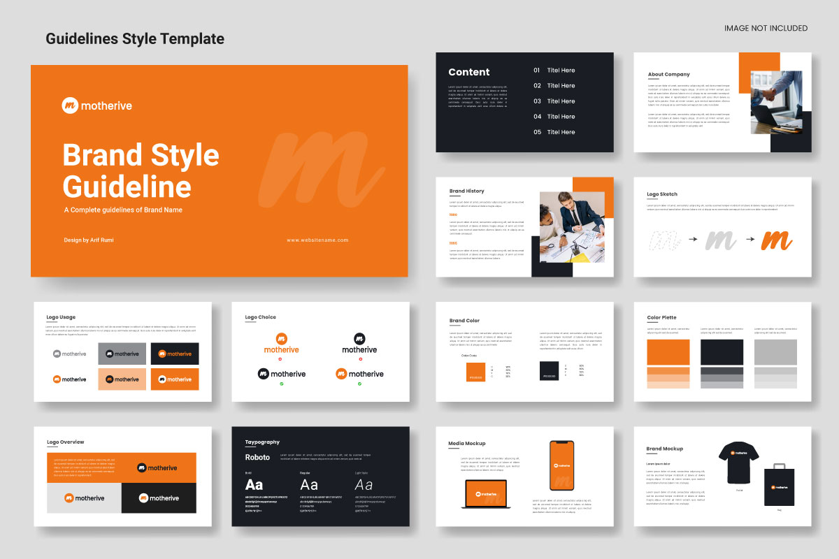 Brand Style guideline template or brand identity presentation layout design