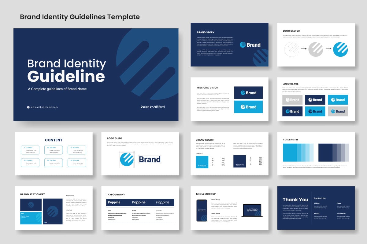 Minimal Brand Style guideline template or brand identity presentation layout