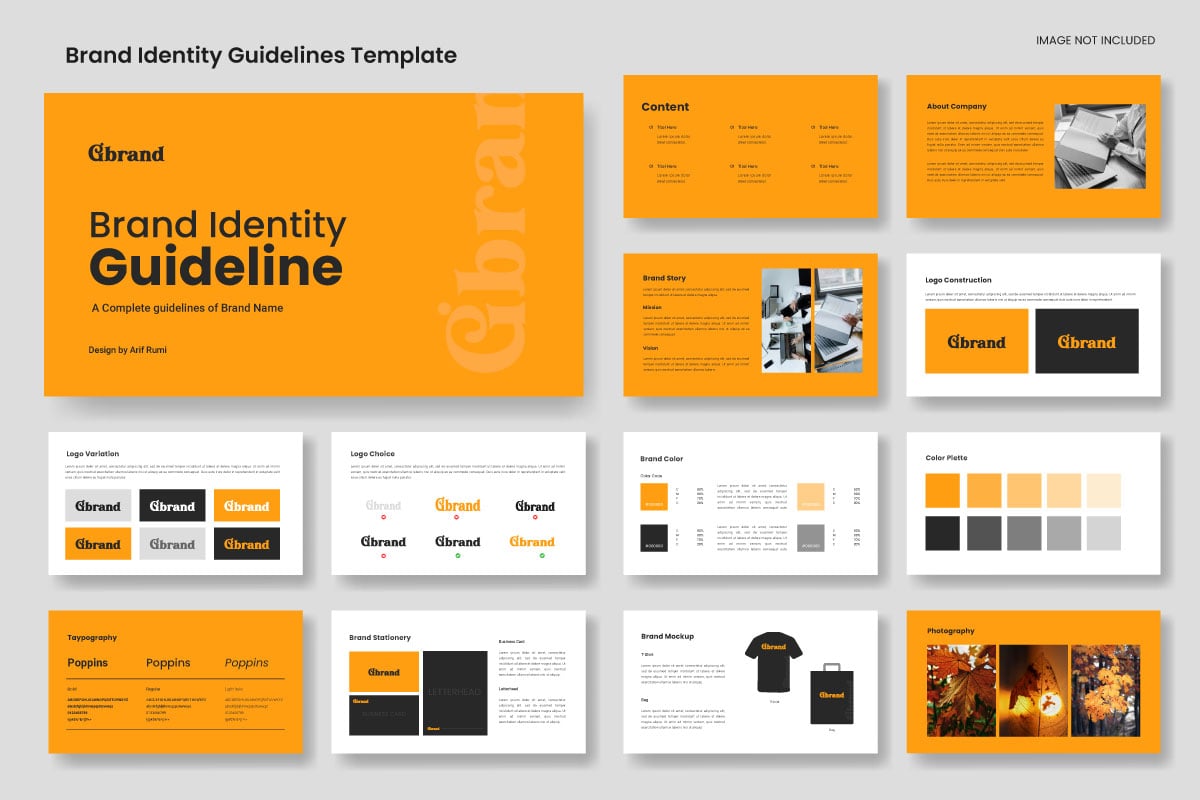 Yellow Brand Identity Guidelines presentation template layout