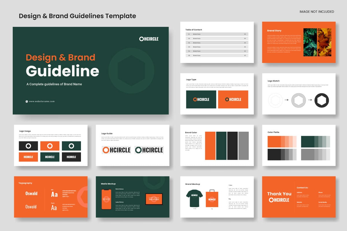 Design and brand guidelines template or brand identity presentation layout