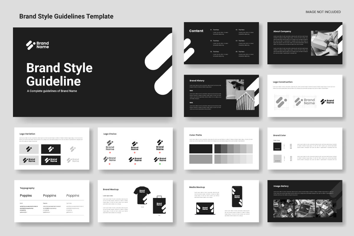 Brand Style guideline template or brand identity presentation layout