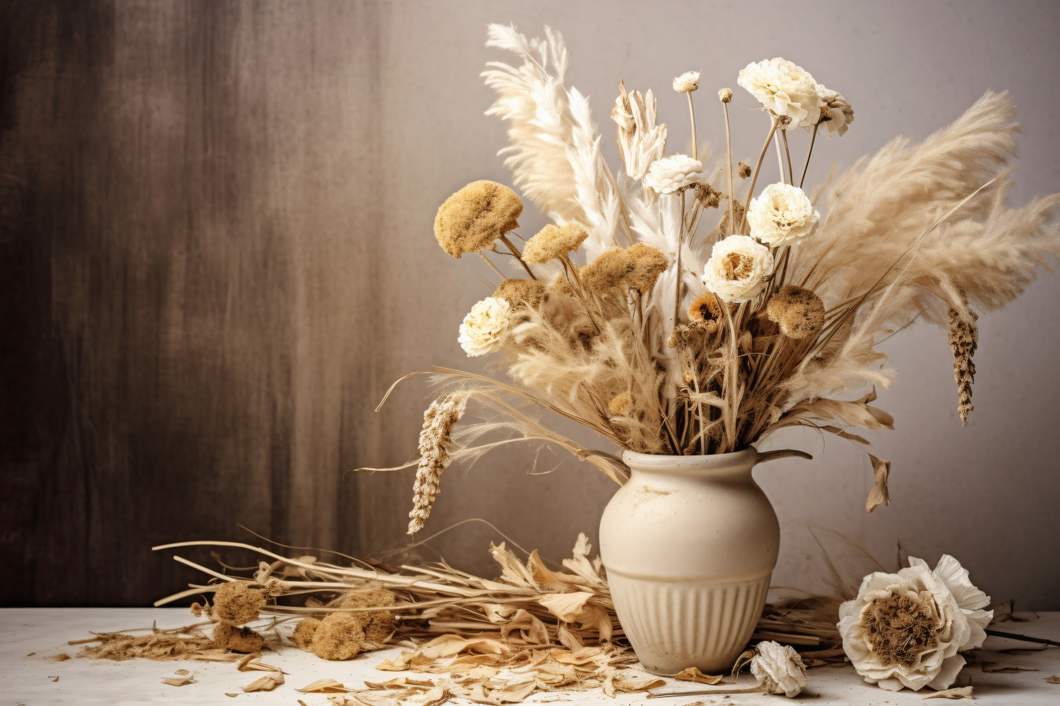 Dried Flowers Still Life White Flora 02