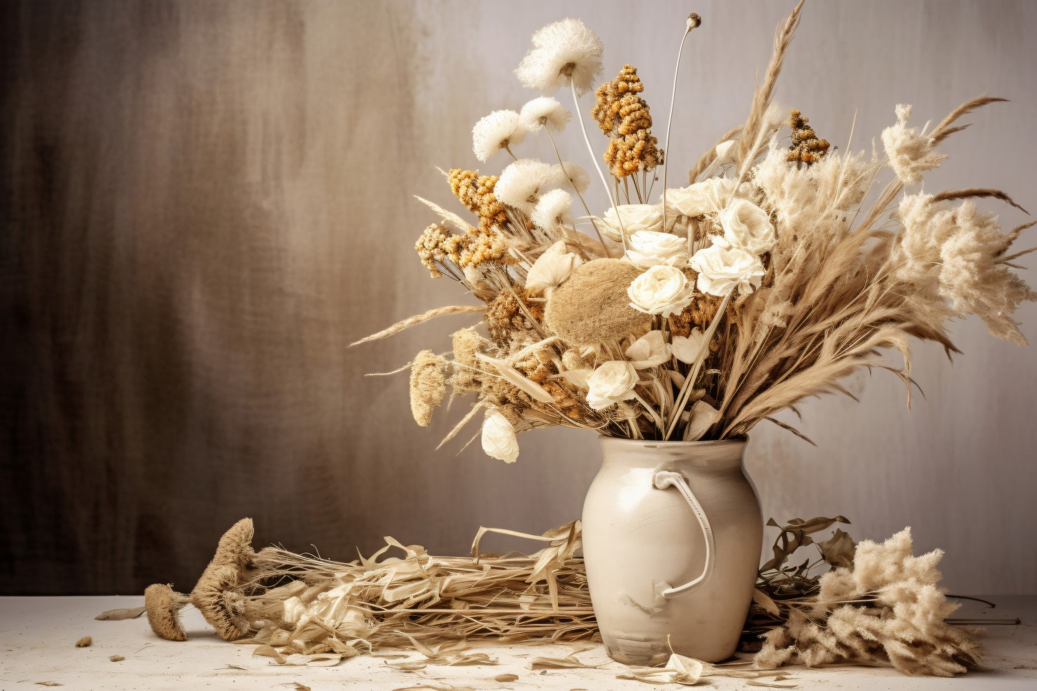 Dried Flowers Still Life White Flora 03