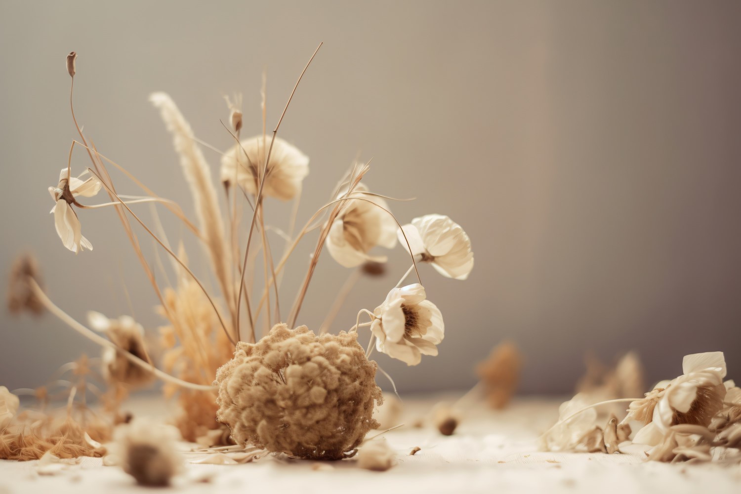 Dried Flowers Still Life White Flora 08