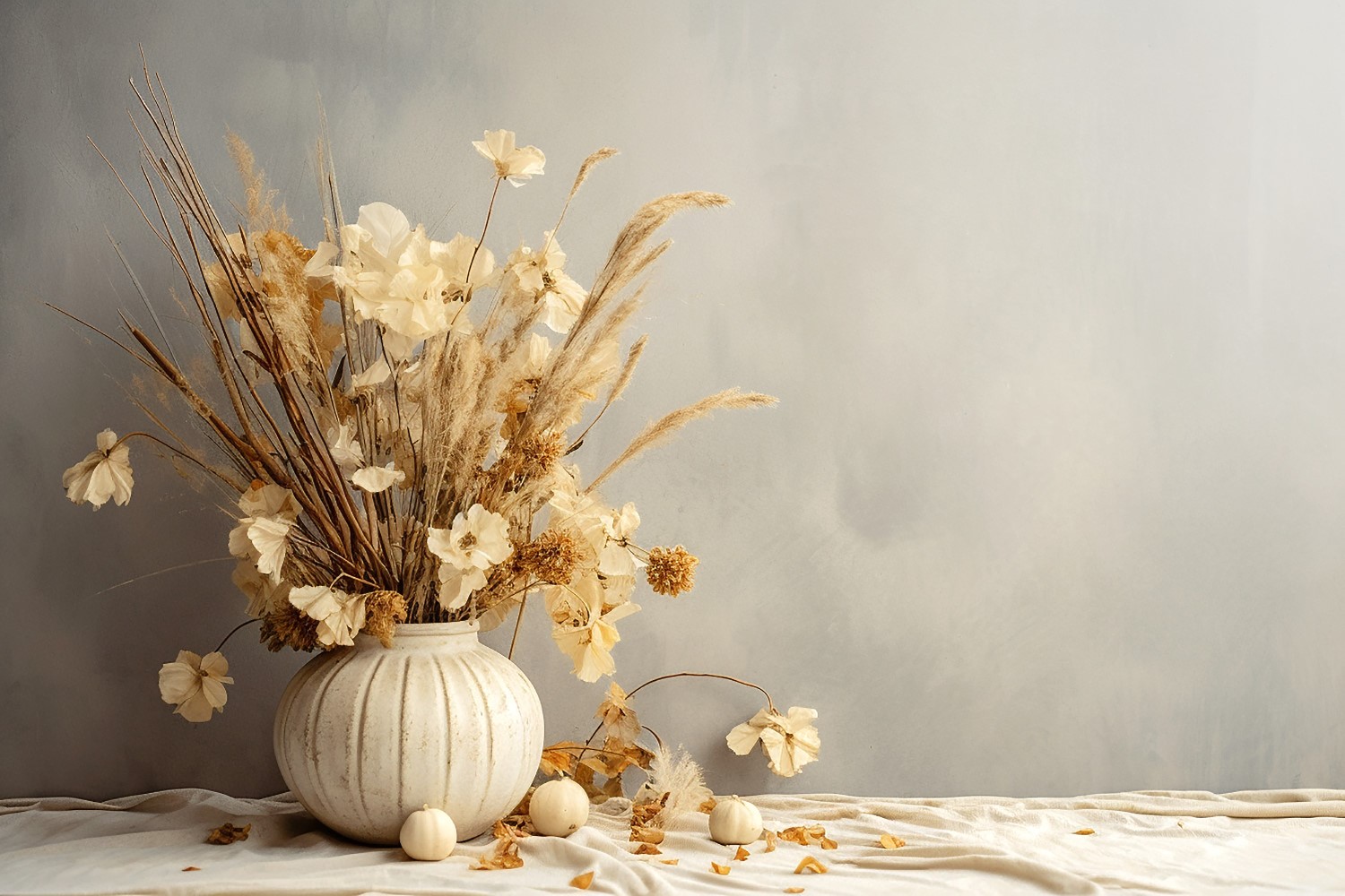 Dried Flowers Still Life White Flora 09