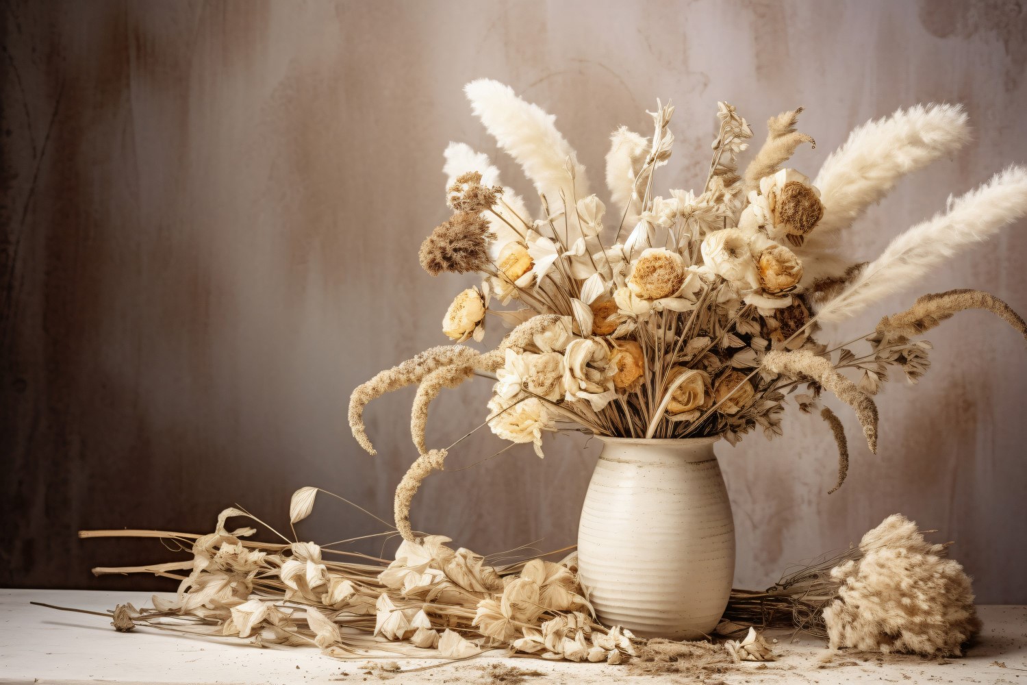 Dried Flowers Still Life White Flora 11