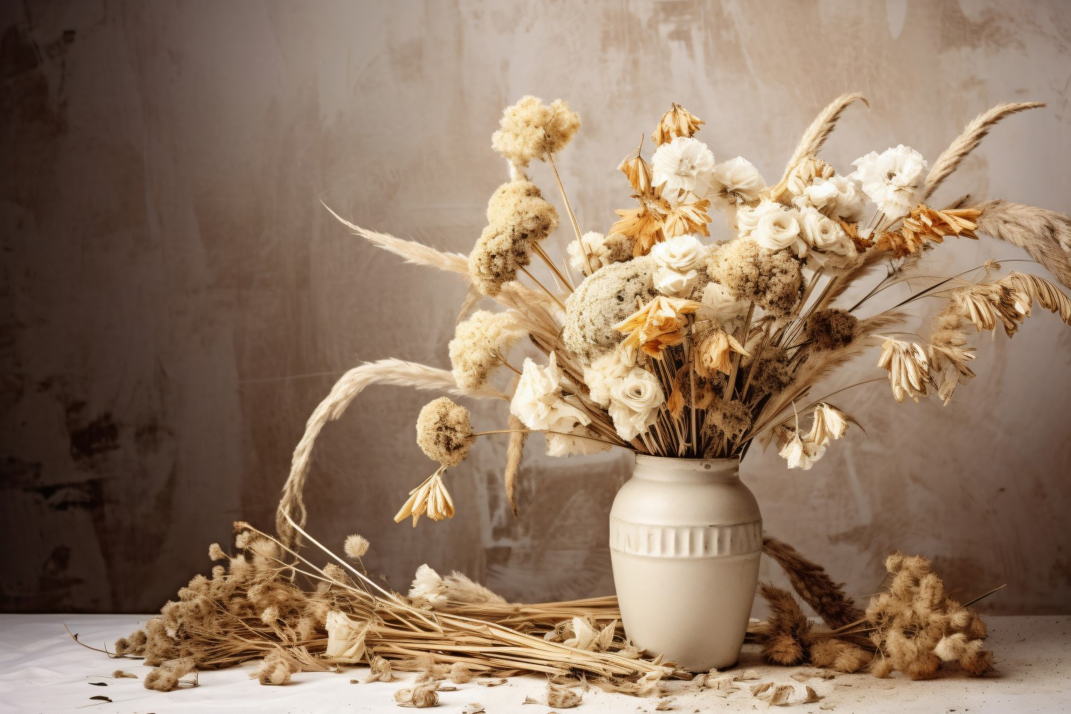 Dried Flowers Still Life White Flora 12