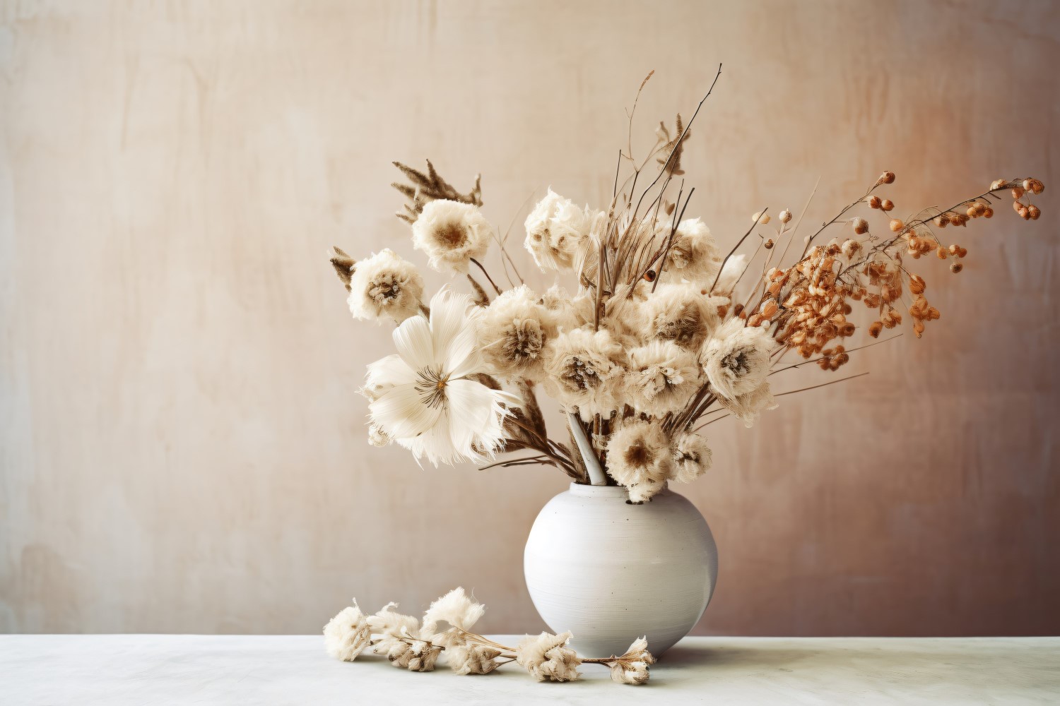 Dried Flowers Still Life White Flora 60