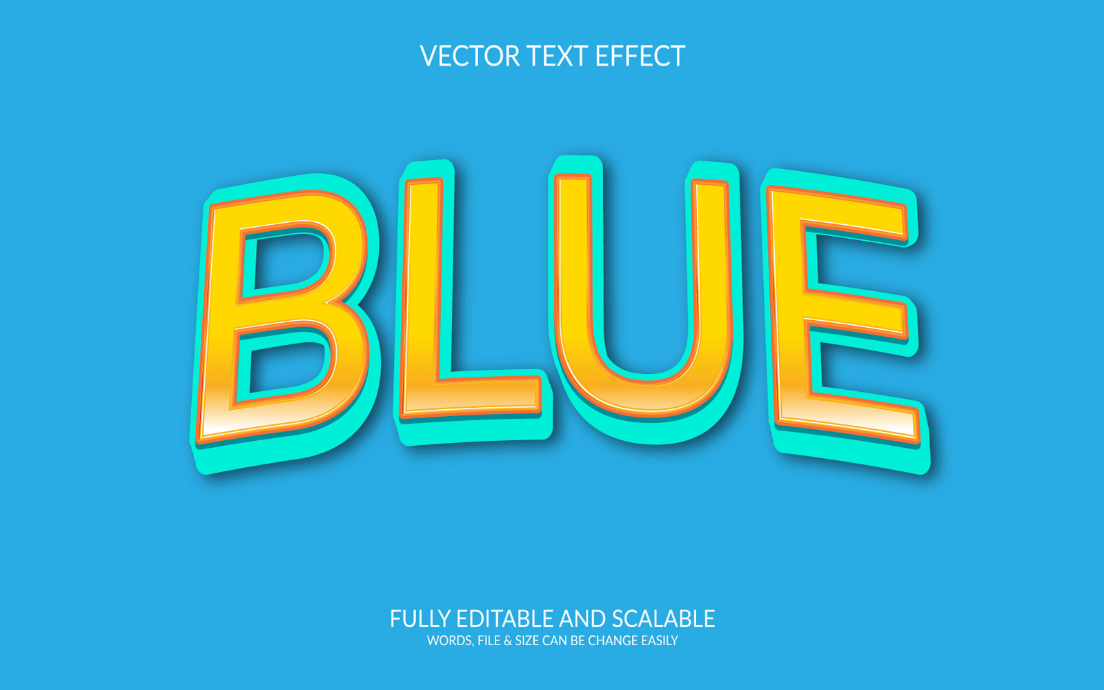 Blue Fully  Editable Vector Eps Text Effect Design Template