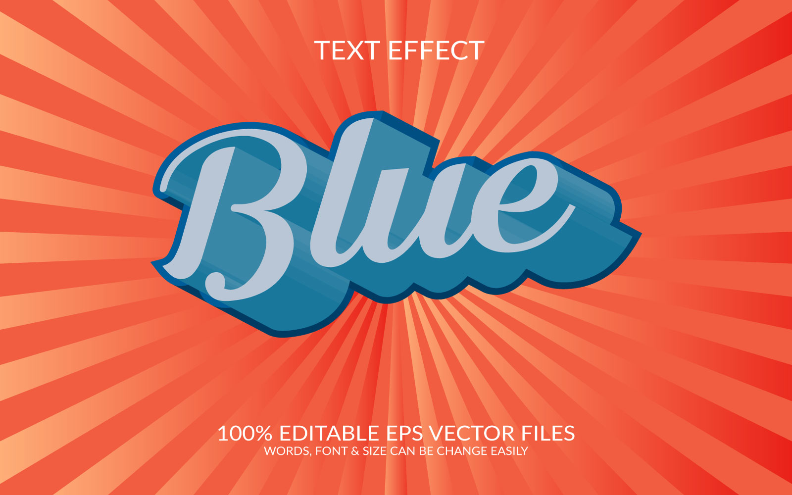 Blue  Editable Vector Eps 3d Text Effect Design