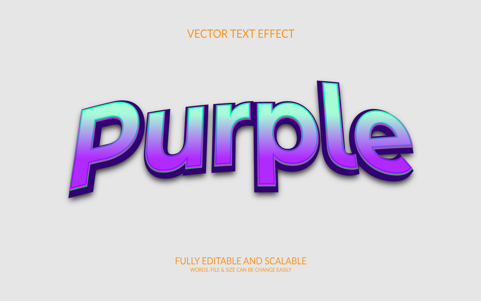 Purple  Editable Vector Eps 3d Text Effect Design