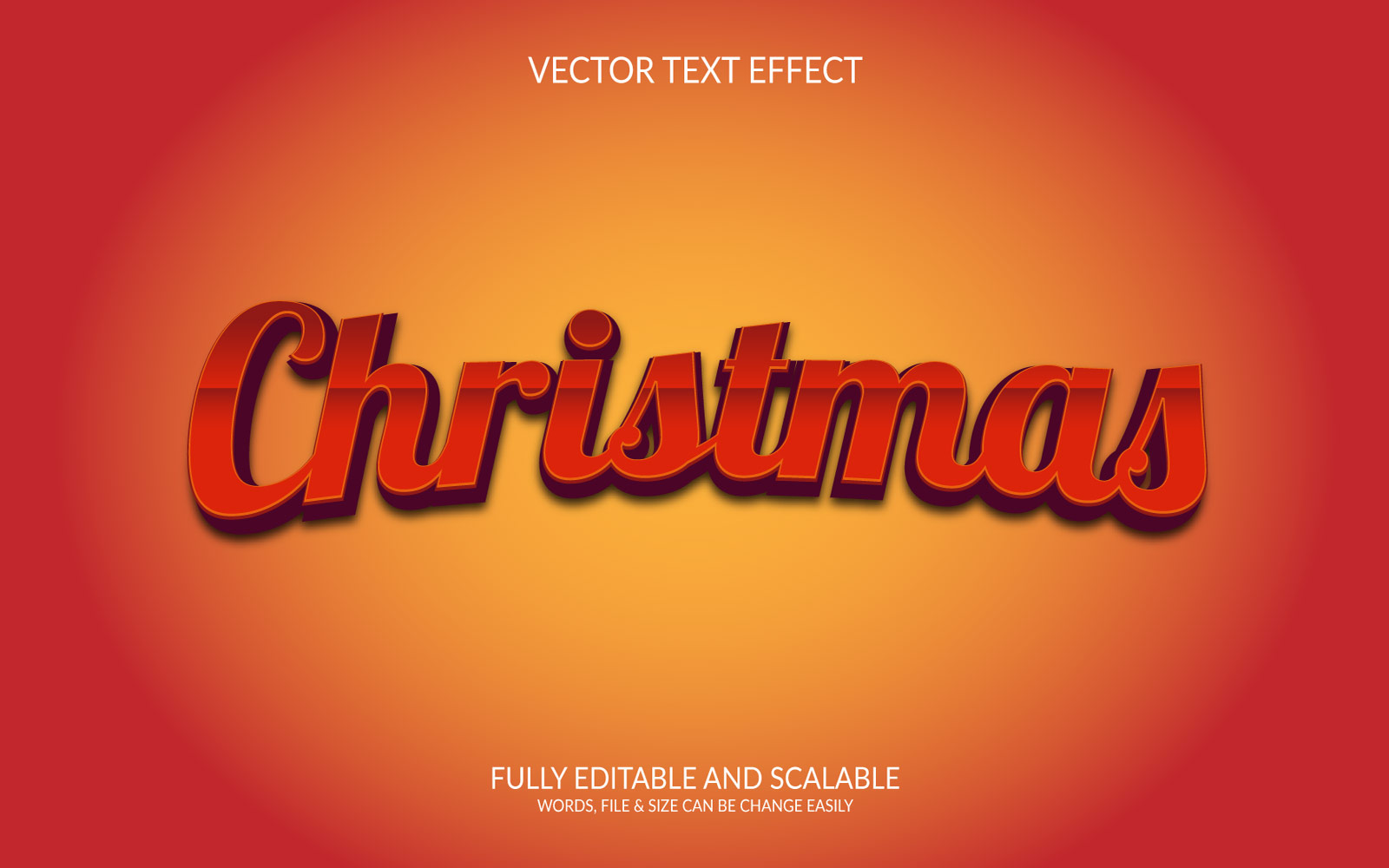 Christmas 3D Editable Vector Text Effect Template Design