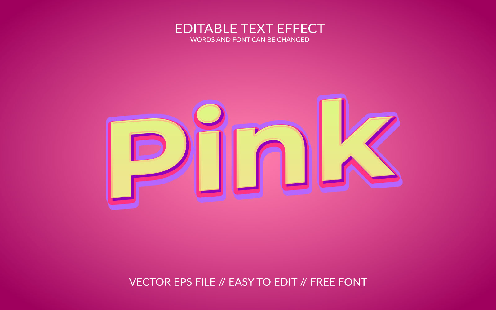 Pink Editable Vector Eps 3d Text Effect Template