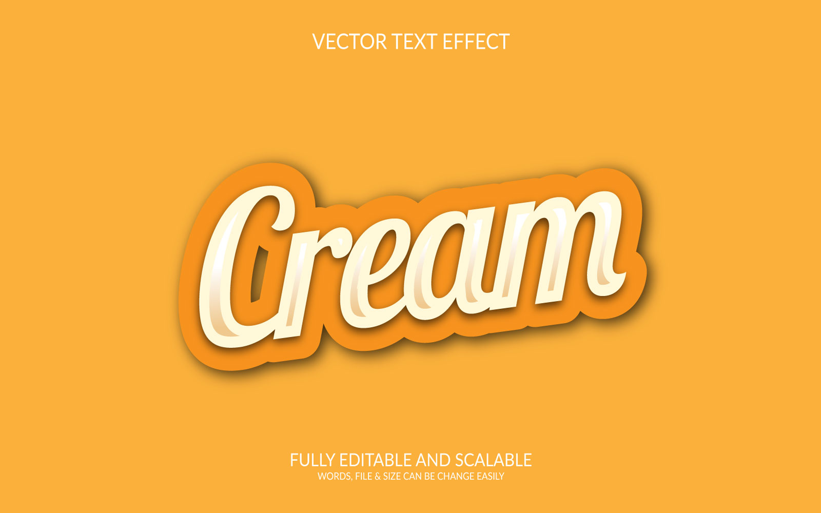 Cream 3D Editable Vector Eps Text Effect Template Illustration