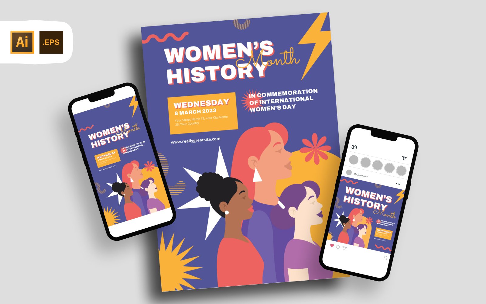 Women History Month Commemoration Flyer Template