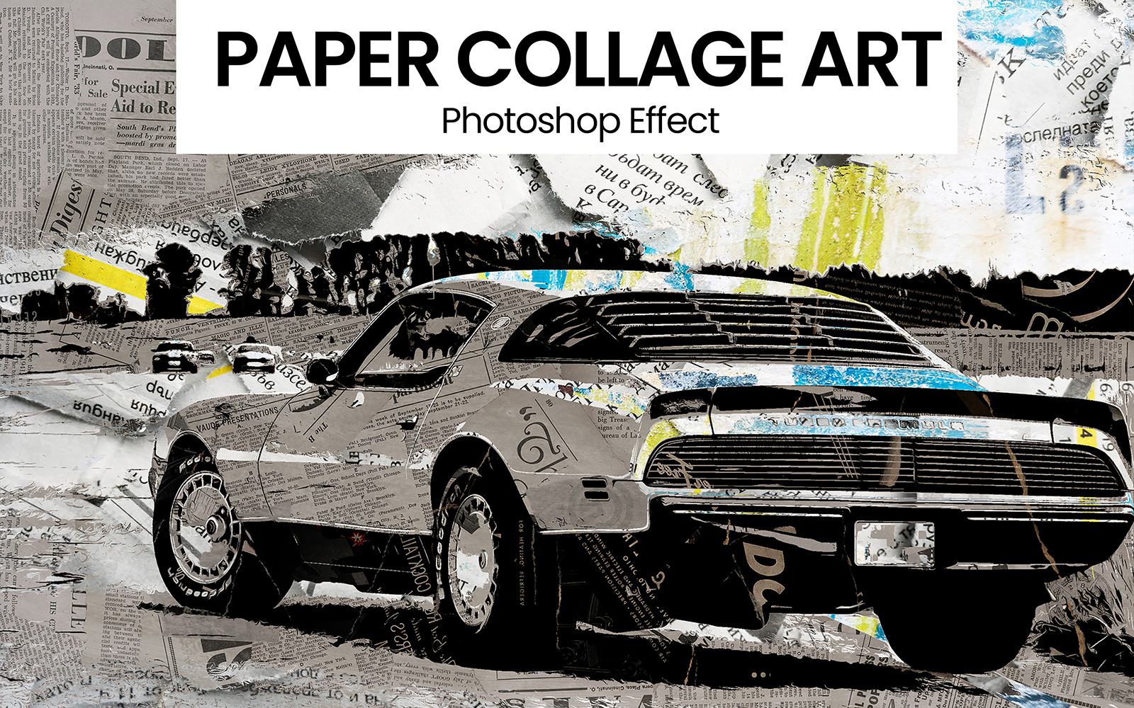 Paper Collage Art Effect PSD Template