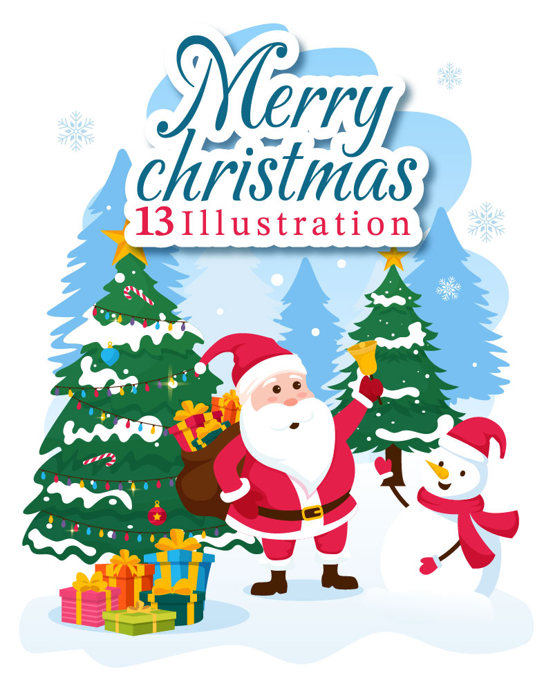 13 Merry Christmas Vector Illustration