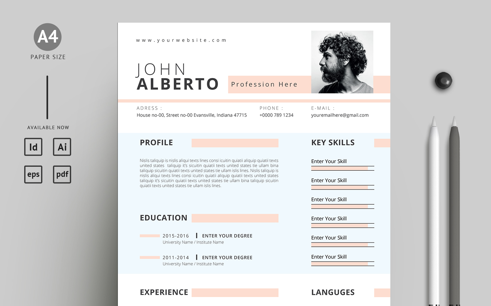 Simple Printable Resume / CV Template with Cover Letter for job