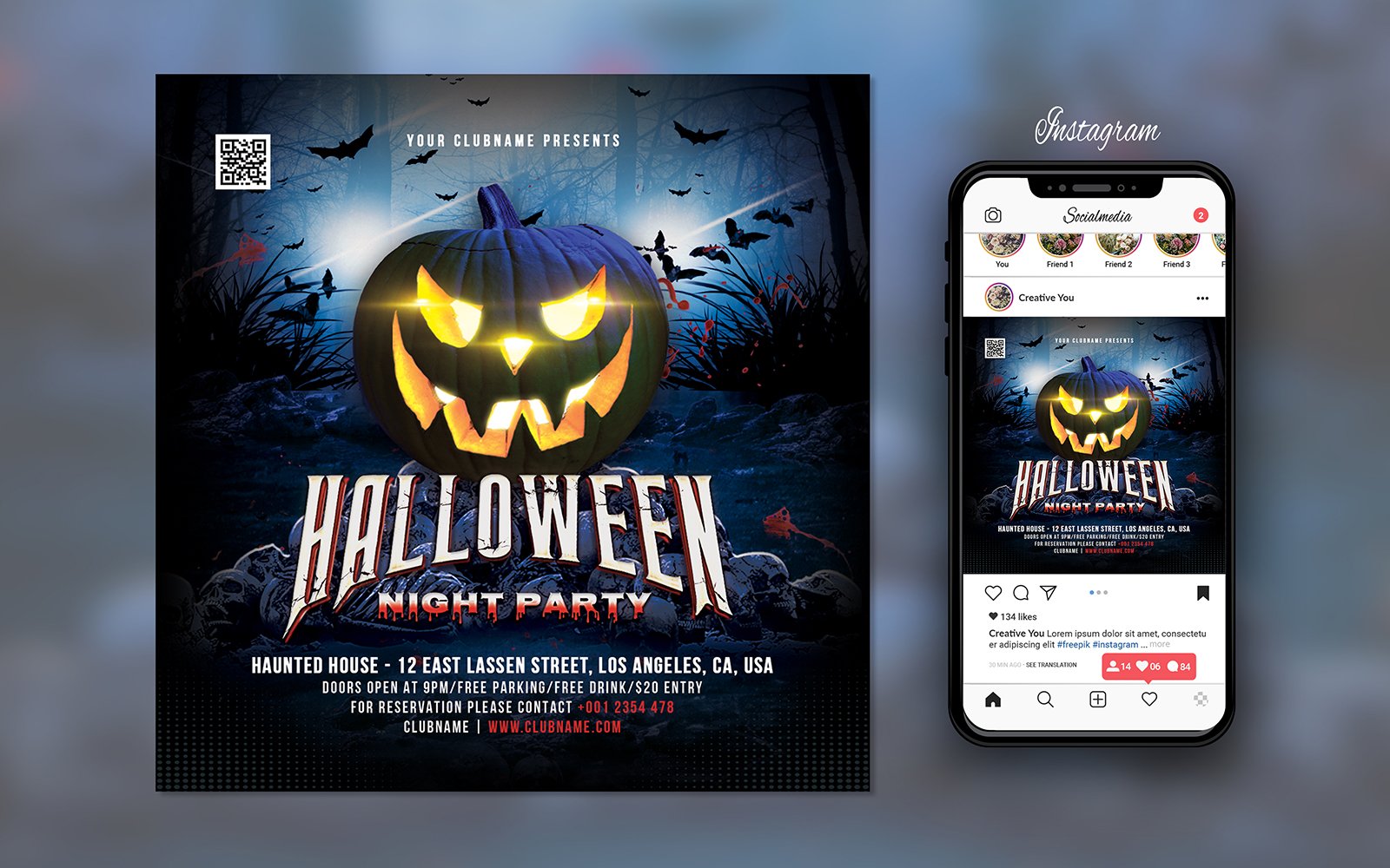 Halloween Party Flyer Template Design