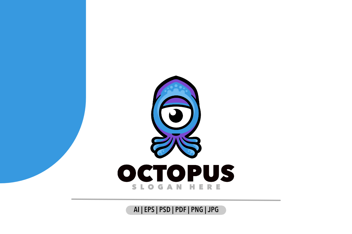 Octopus simple mascot cartoon logo design