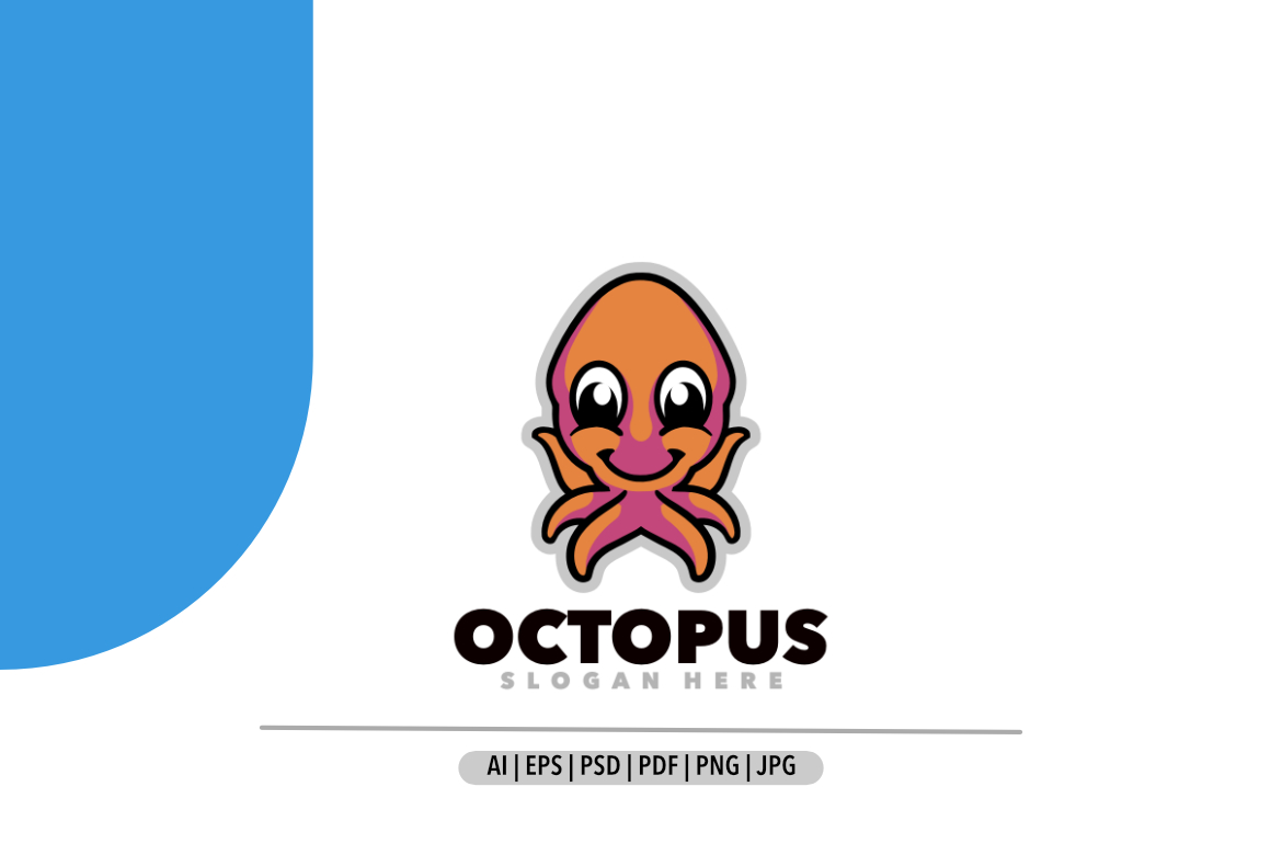 Octopus cartoon mascot design logo