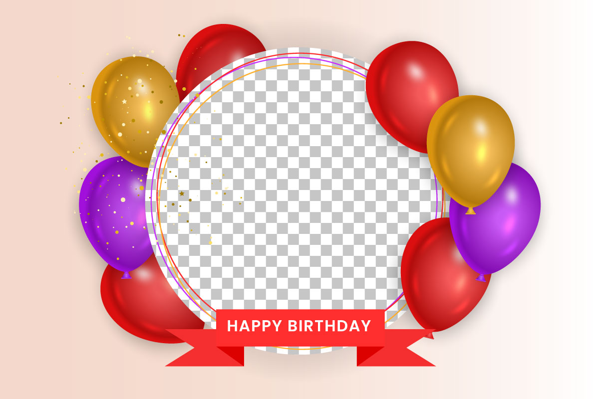 Birthday wish with realistic pink purple and red  balloons set  and pink background concept