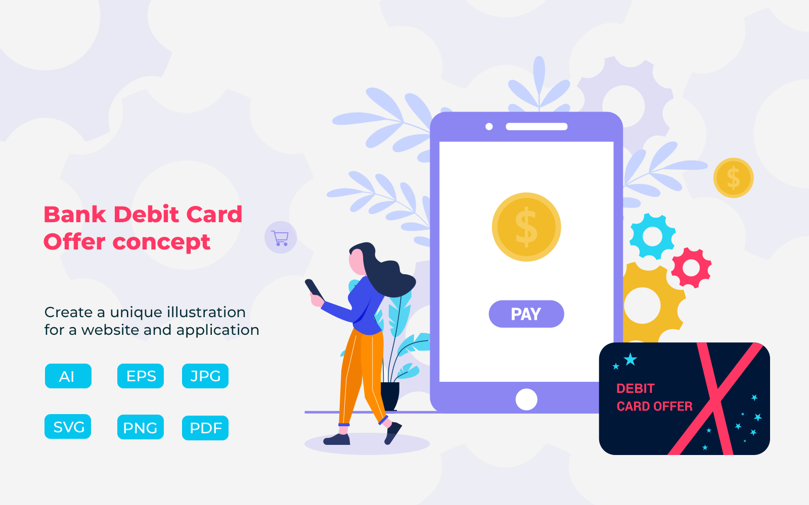 Bank Debit card offer concept illustration