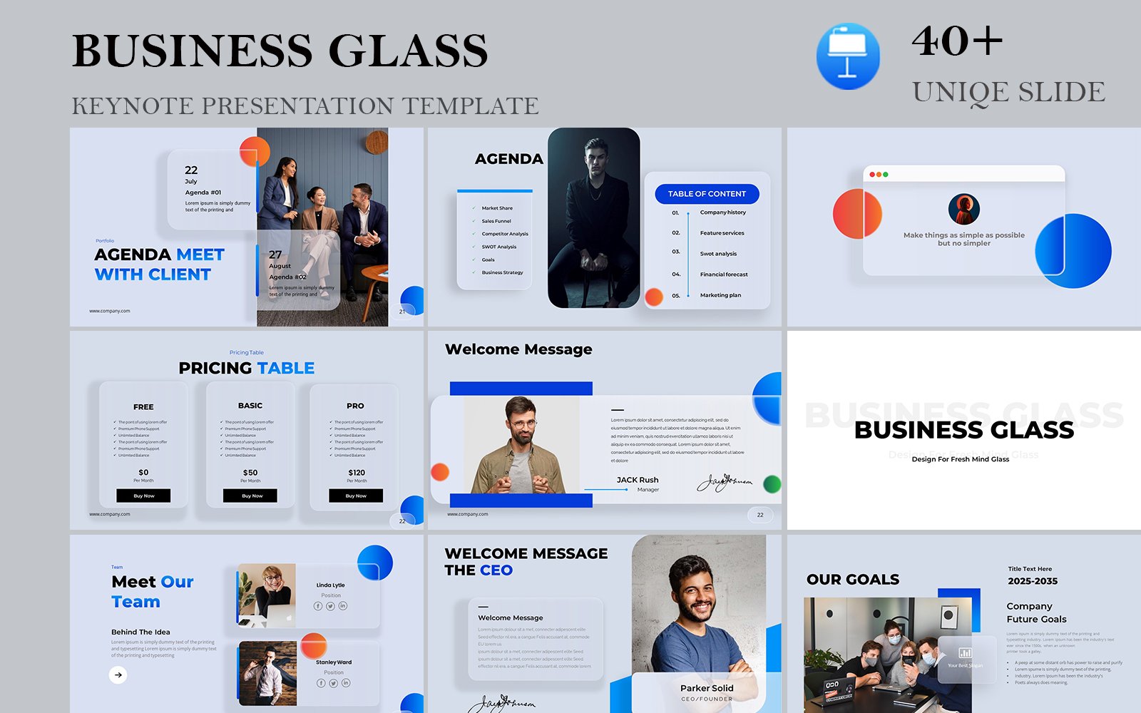 Business-Glass Keynote Presentation Template