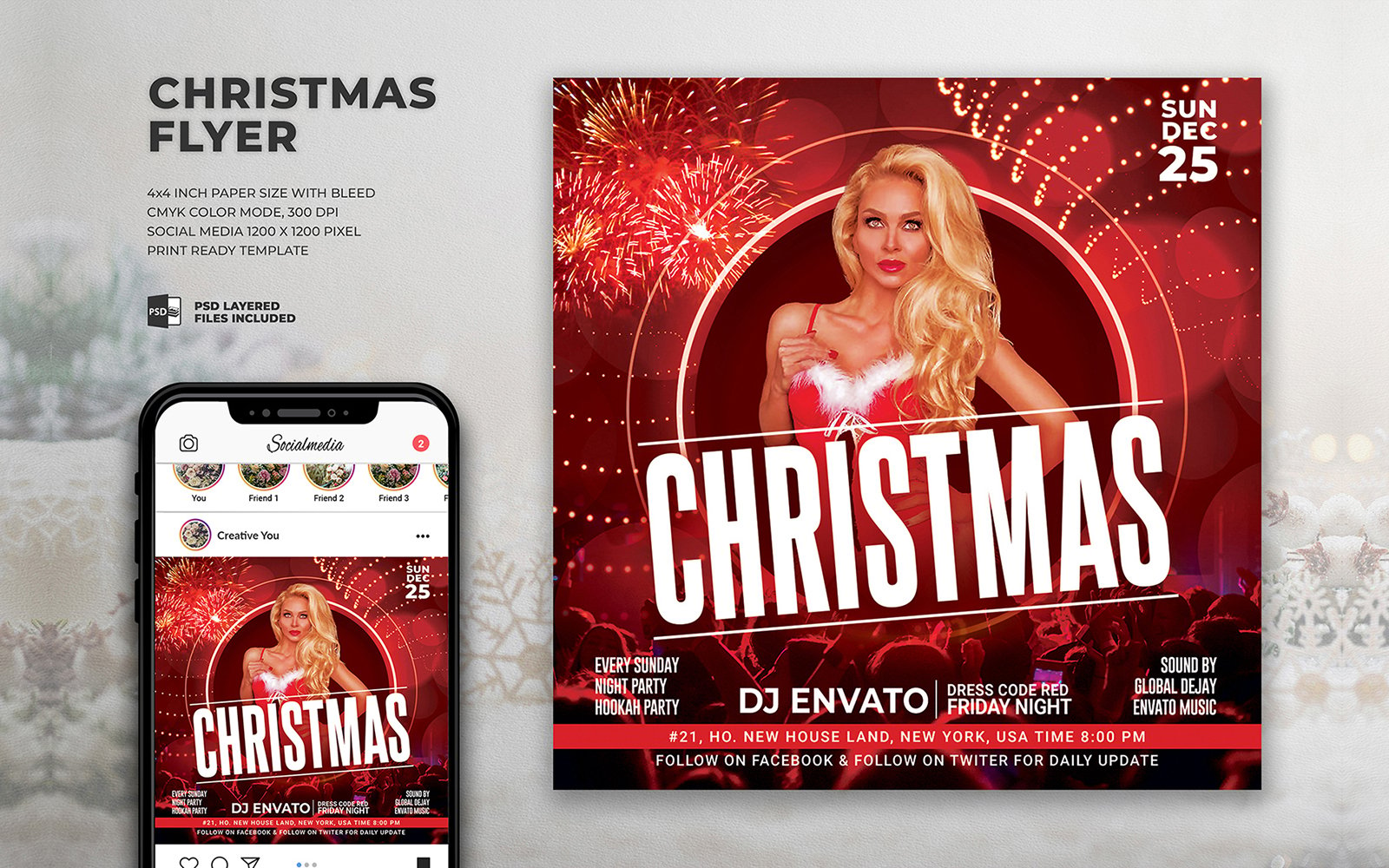 Christmas Party Flyer Design Template