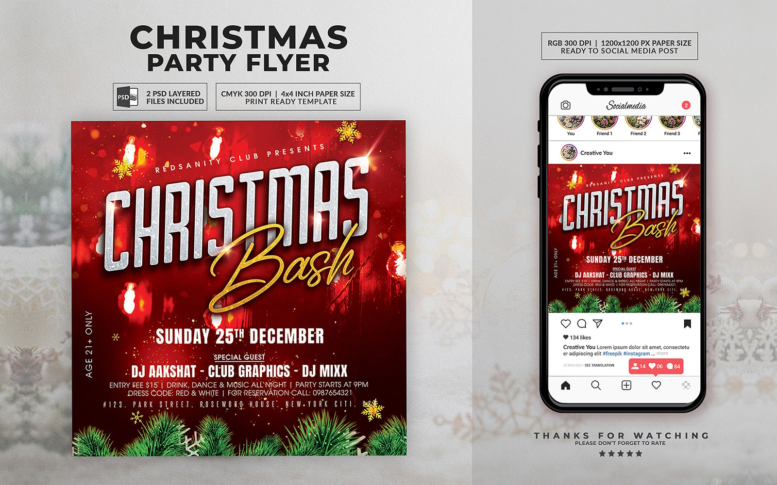 Modern Christmas Party Flyer Template