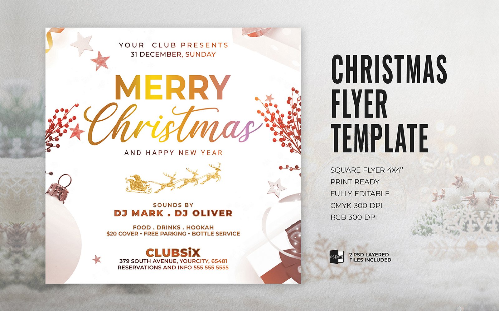 Merry Christmas Party Flyer Template