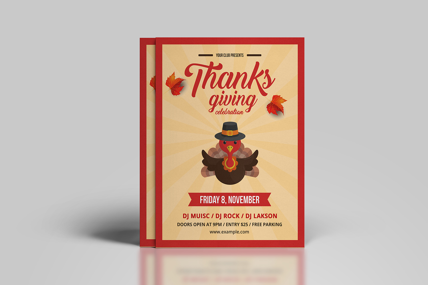 Thanksgiving Party Flyer. MS Word and Photoshop Template
