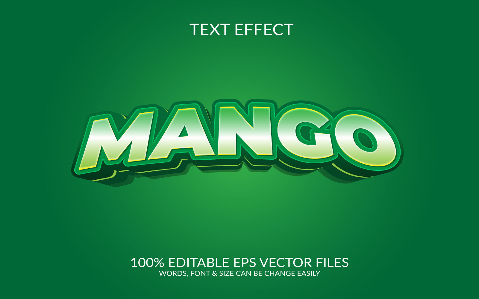 Green Mango 3D Editable Vector Eps Text Effect Template