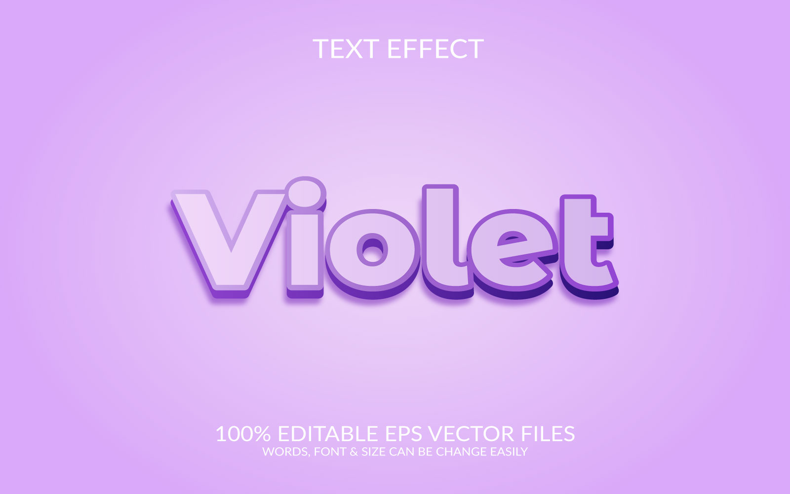 Violet 3D Editable Vector Eps Text Effect Template Design illustration