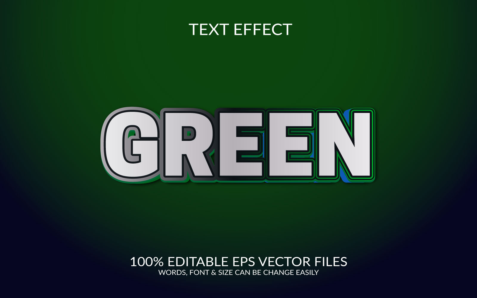 Green Editable Vector Eps 3d Text Effect Template