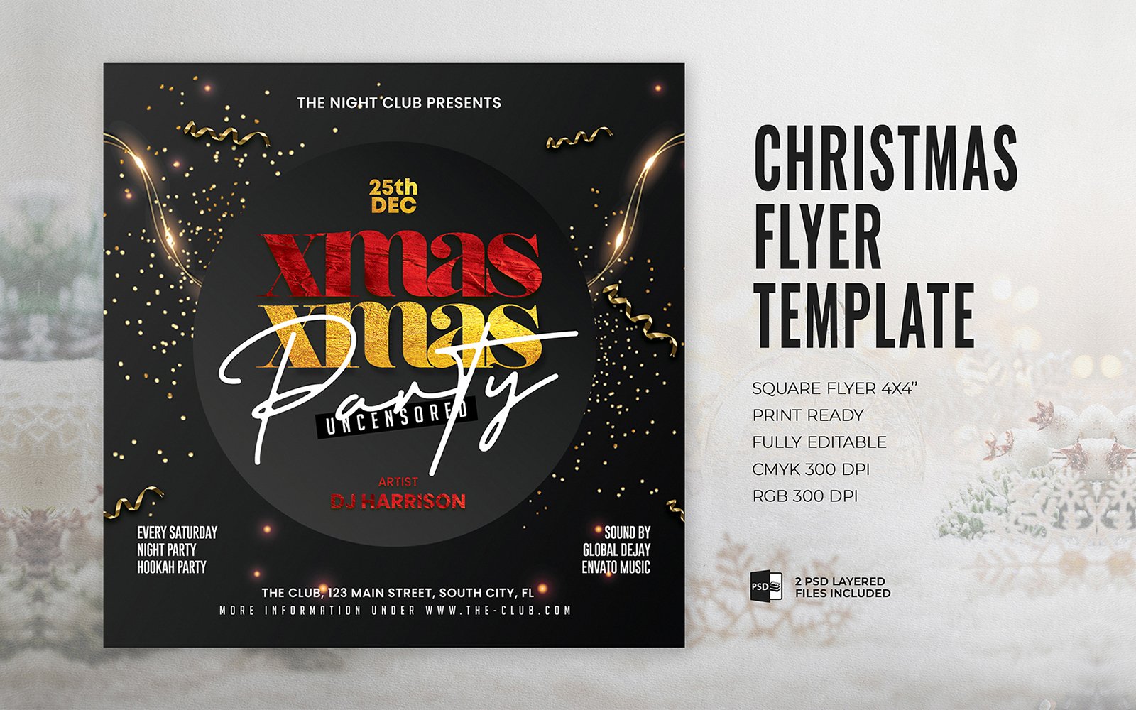 Christmas Party Celebration Flyer Design