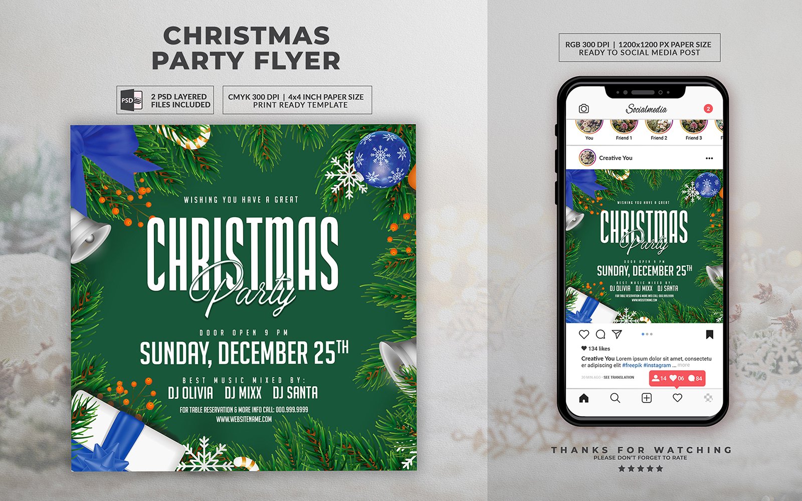 Green Christmas PSD Flyer Template