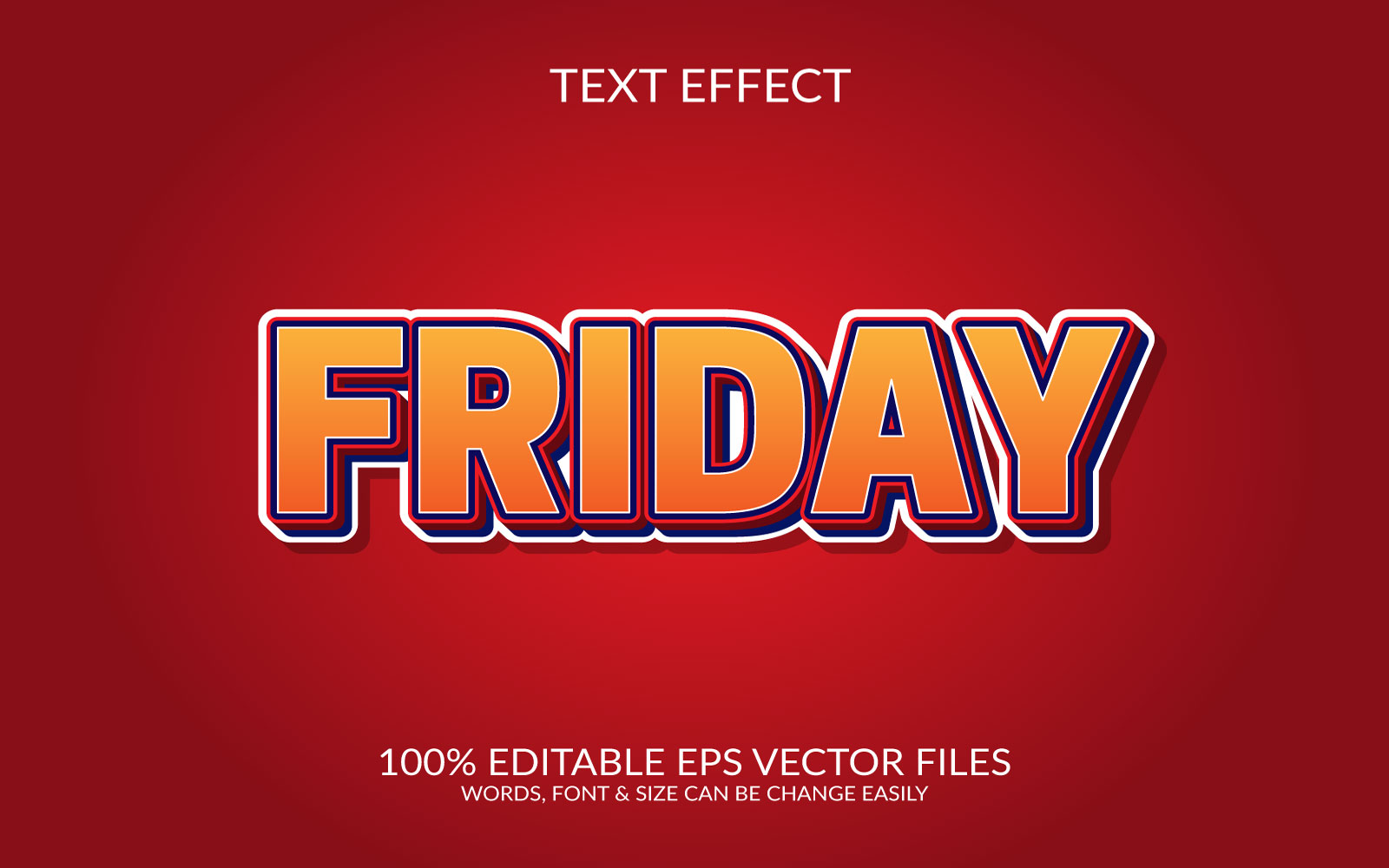 Friday  Editable Vector Eps Text Effect Design illustration