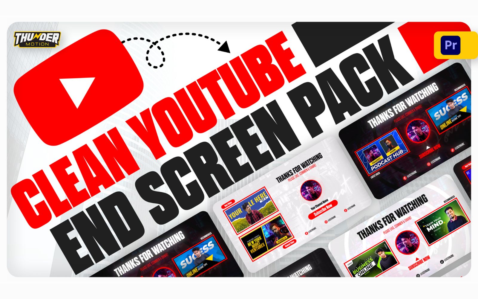 Clean YouTube End Screen Pack  - Motion Graphics Templates