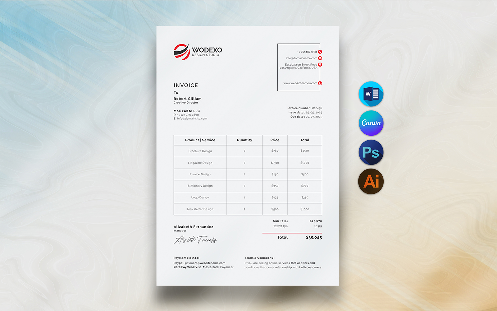 Canva Corporate Invoice Design Template